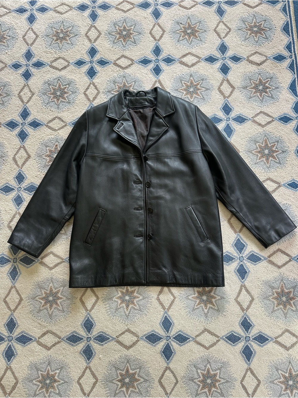 Danier Men's Black Leather Button-Front Jacket